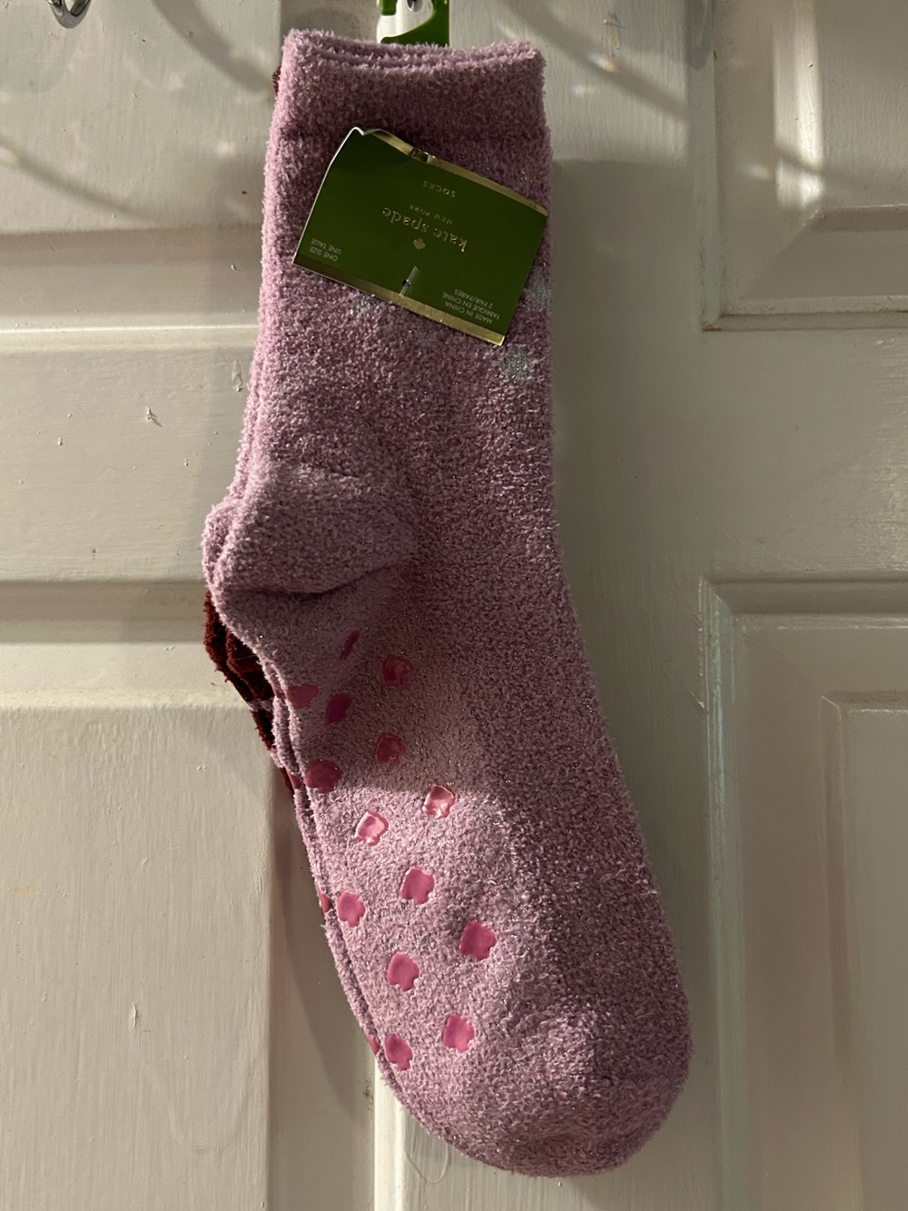 kate spade Cozy Pink Fuzzy Non-Slip Socks